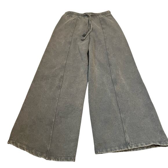 Zara Pants - Zara Mineral Wash Wide Leg Sweatpants Medium Gray Boho Drawstring Grunge Cozy